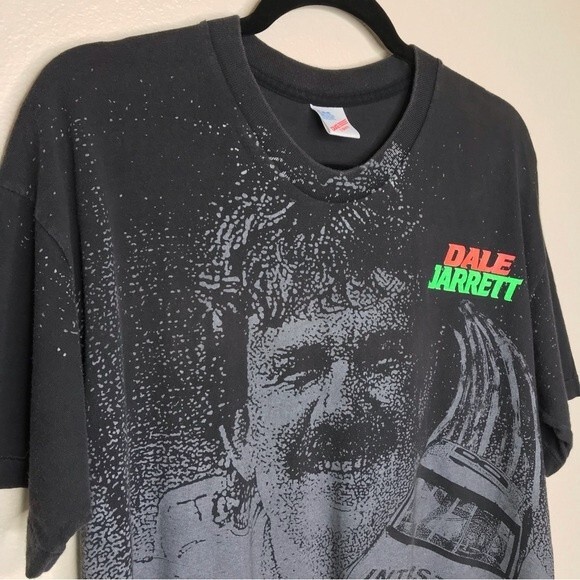 Vintage 90s Duke Dale Jarrett #18 Single Stitch Black T Shirt Graphic XL Rare - Picture 2 of 16